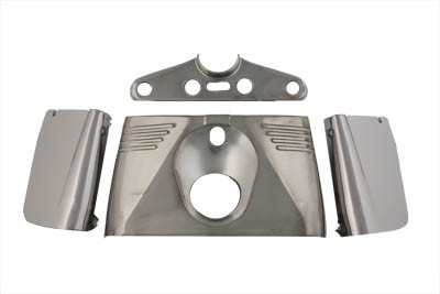 V-Twin - 24-9912 - Replica Triple Tree Cover Kit Stainless Steel - Fits 1949-1959 Harley-Davidson FLH