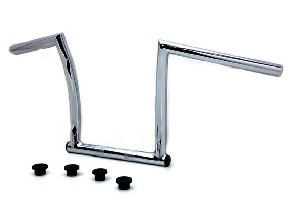V-Twin - 25-0632 - 11 inch Chrome ChiZeled Z-Bar Handlebar with Indents