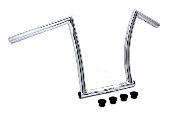 V-Twin - 25-0635 - 17 inch Chrome ChiZeled Z-Bar Handlebar with Indents