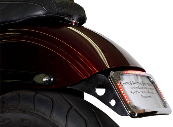 Cycle Visions - Black Curved Slick Signal License Plate Frame and Mount - fits '13-'17 FXDB & '15-'17 FXDLS