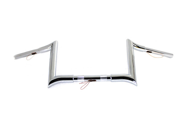 V-Twin - 25-1202 - 10 inch Chrome Z-Bar Handlebar with Indents