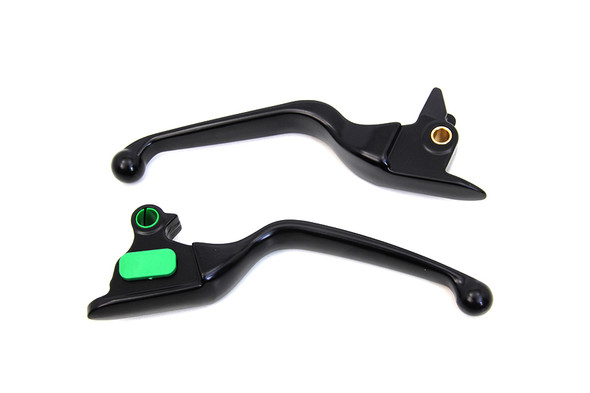 V-Twin - 26-0001 - Matte Black Smooth Wide Hand Lever Set