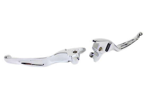 V-Twin - 26-0006 - M8 Chrome 3-Slot Hand Lever Set with Pin - Fits 2017-2020 Harley-Davidson FLT