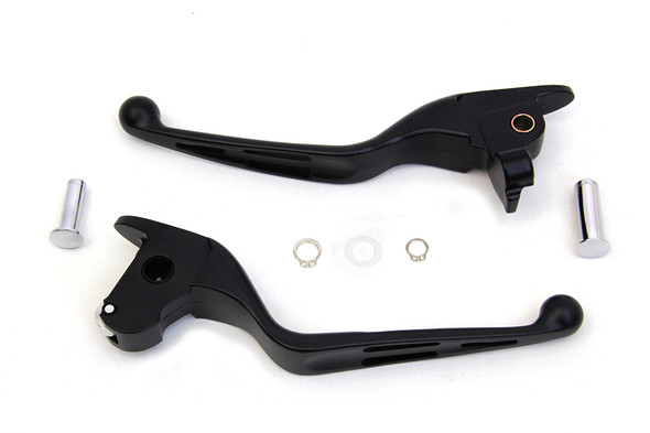 V-Twin - 26-0010 - Matte Black 3-Slot Wide Hand Lever Set