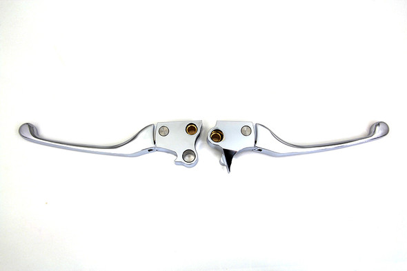 V-Twin - 26-0115 - Chrome Adjustable Hand Lever Set - Fits 1996-2012 Harley-Davidson FXST, FLST, FLT