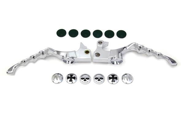 V-Twin - 26-0119 - Chrome Skeleton Hand Lever Set - Fits 2004-2013 Harley-Davidson XL