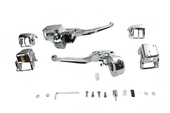 V-Twin - 26-0406 - Handlebar Control Kit Chrome - Fits 1996-2006 Harley-Davidson FLHT, 1996-2004 FLT