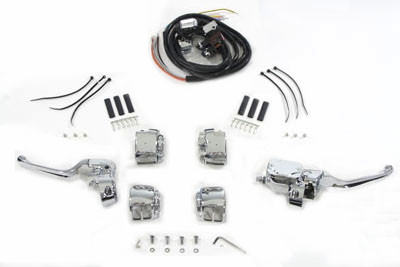 V-Twin - 26-0411 - Chrome Handlebar Control Kit with Switches - Fits 1996-2004 Harley-Davidson FLT