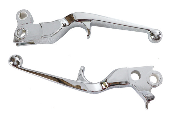 V-Twin - 26-0415 - Chrome Trigger Style Hand Lever Set - Fits 1996-2007 Harley-Davidson FXST, FLT, FLST, 1996-2003 XL, 1996-2007 FXD