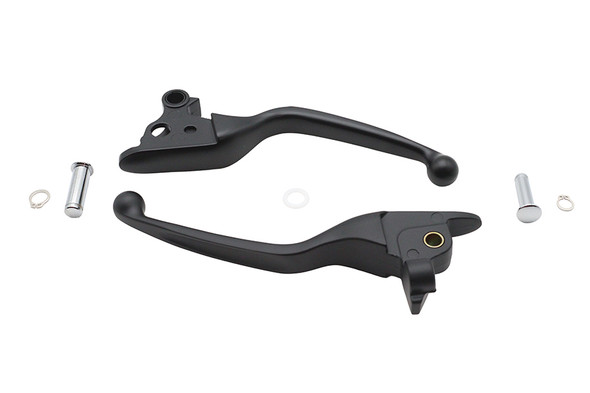 V-Twin - 26-0963 - Black Narrow Smooth Contour Hand Lever Set