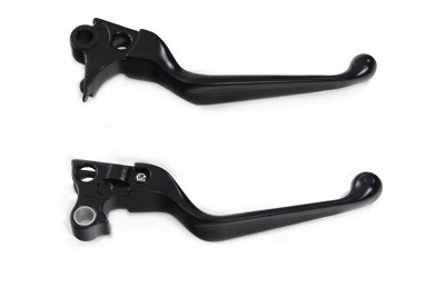 V-Twin - 26-0982 - Black V-Cut Hand Lever Set - Fits 1996-2007 Harley-Davidson FXST, FLST, 1996-2003 XL, 1996-2007 FXD