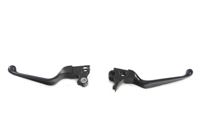 V-Twin - 26-0982 - Black V-Cut Hand Lever Set - Fits 1996-2007 Harley-Davidson FXST, FLST, 1996-2003 XL, 1996-2007 FXD