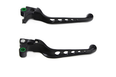 V-Twin - 26-0984 - Black Drilled Hand Lever Set - Fits 1996-2007 Harley-Davidson FXST, FLT, FLST, 1996-2003 XL, 1996-2007 FXD