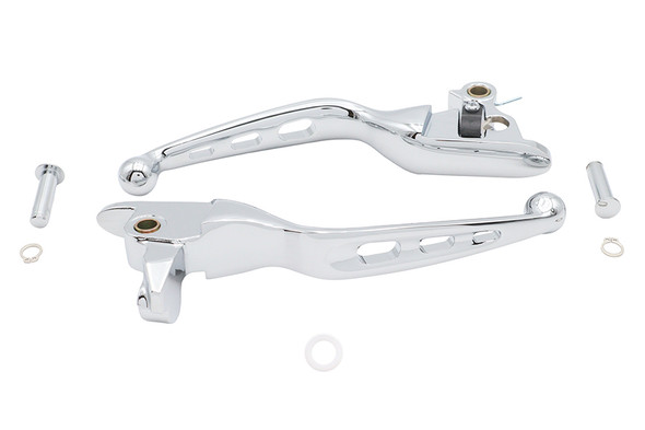 V-Twin - 26-1022 - 3 Slot Hand Lever Set Chrome