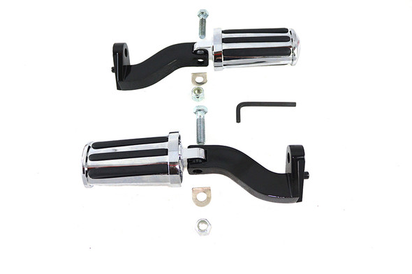 V-Twin - 27-0362 - Rail Style Adjustable Footpeg Kit Black