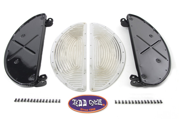 V-Twin - 27-0372 - Half Moon Footboard Set Black