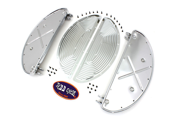 V-Twin - 27-0373 - Half Moon Footboard Set Chrome - Fits 1940-1965 Harley-Davidson G, FL
