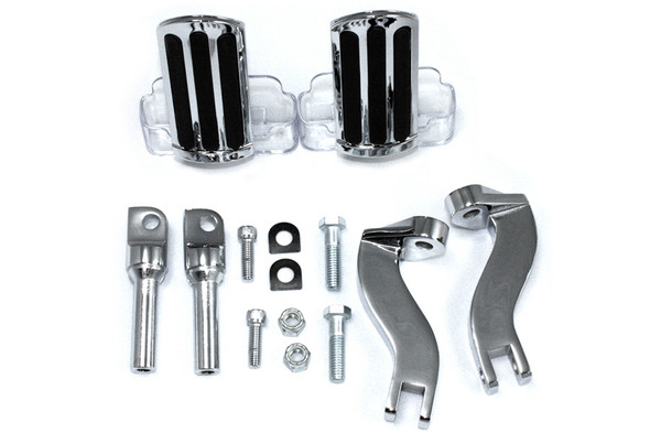 V-Twin - 27-0564 - Rail Style Adjustable Footpeg Kit Chrome