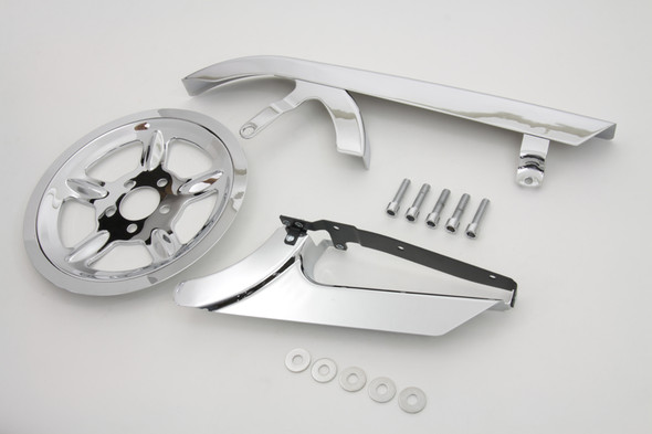 V-Twin - 27-0619 - Chrome Belt Guard and Pulley Cover Kit - Fits 2004-2013 Harley-Davidson XL