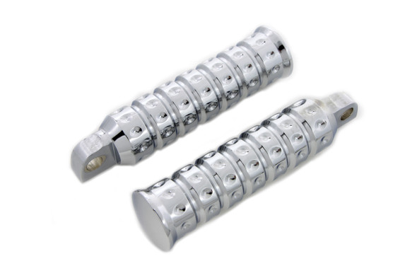 V-Twin - 27-0719 - Chrome Micro Grooved Footpeg Set