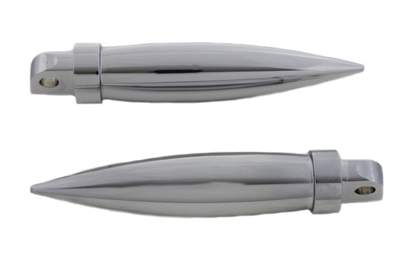 V-Twin - 27-0731 - Chrome Long Torpedo Style Footpeg Set