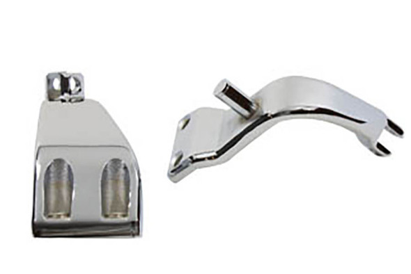 V-Twin - 27-0804 - Chrome Driver Footpeg Mount Set - Fits 1991-2017 Harley-Davidson FXD