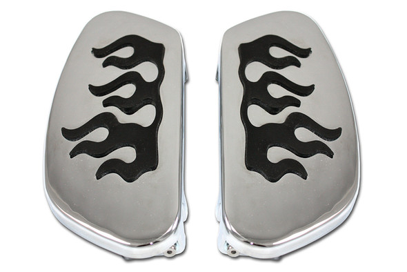 V-Twin - 27-0808 - Driver Footboard Set Chrome with Flame Design