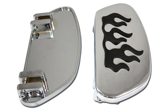 V-Twin - 27-0808 - Driver Footboard Set Chrome with Flame Design