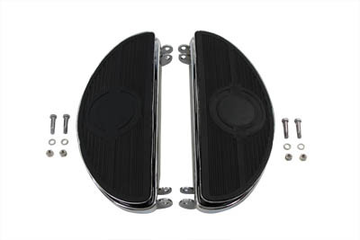 V-Twin - 27-0927 - Driver Vintage Footboard Set with Bullseye Pattern - Fits 1940-1984 Harley-Davidson FL, 1940-1946 U, 1940-1952 W, 1941-1972 G