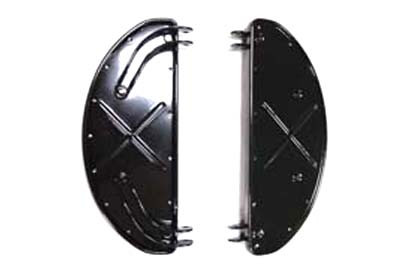 V-Twin - 27-0947 - Half Moon Footboard Set Gloss Black - Fits 1940-1984 Harley-Davidson FL, 1940-1946 U, 1940-1952 W, 1941-1972 G