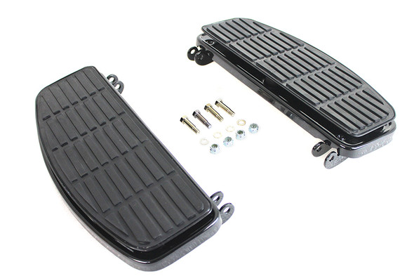 V-Twin - 27-1023 - Driver Black 'D' Shape Footboard Set - Fits 1940-1984 Harley-Davidson FL, 1940-1946 U, 1940-1952 W, 1941-1972 G