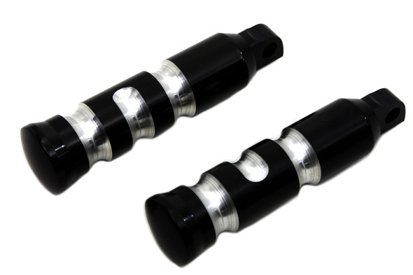 V-Twin - 27-1056 - Black Contour Grooved Footpeg Set