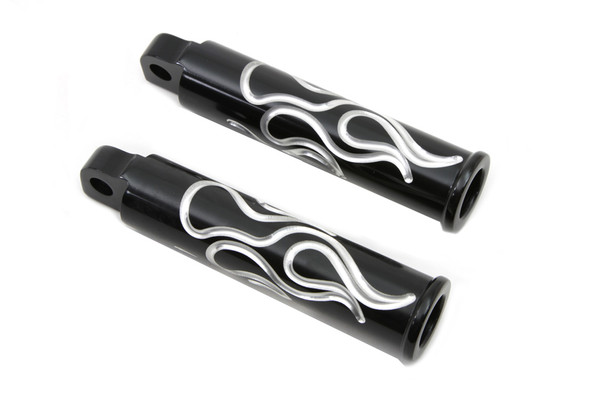 V-Twin - 27-1063 - Black Flame Style Footpeg Set