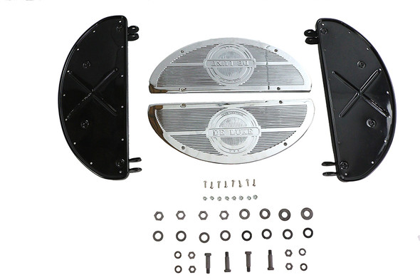 V-Twin - 27-1240 - Half Moon Footboard Set Black - Fits 1941-1984 Harley-Davidson FL, 1936-1973 G, 1936-1948 U, 1936-1952 W