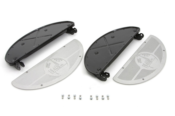 V-Twin - 27-1542 - Half Moon Footboard Set Black - Fits 1941-1965 Harley-Davidson FL, 1936-1952 G, EL