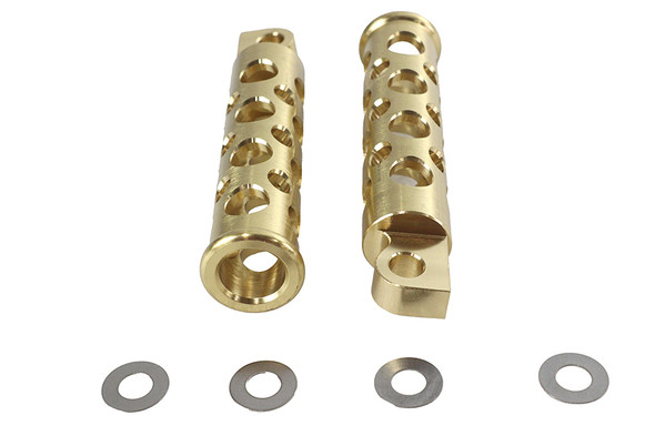 V-Twin - 27-1765 - Swiss Cheese Style Footpeg Set Brass