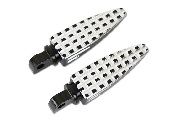 V-Twin - 27-1783 - Black Adjustable Footpeg Set with Silver Highlights