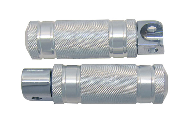 V-Twin - 27-2104 - Silver Knurled Four Grooved Footpeg Set
