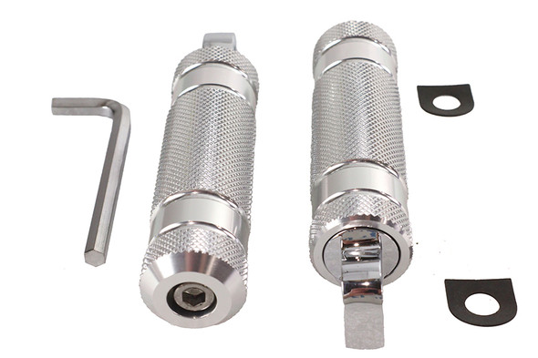 V-Twin - 27-2105 - Silver Knurled Four Grooved Footpeg Set