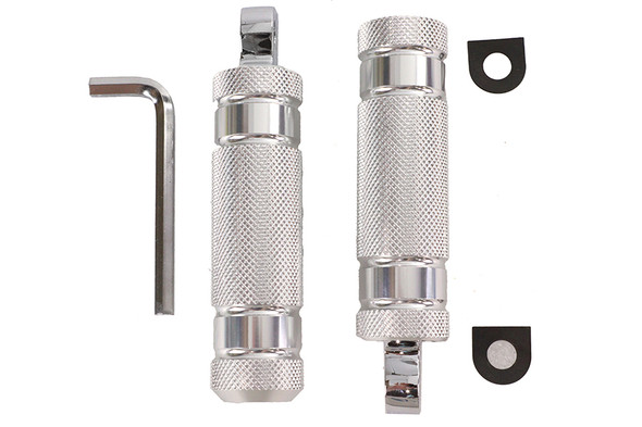 V-Twin - 27-2105 - Silver Knurled Four Grooved Footpeg Set