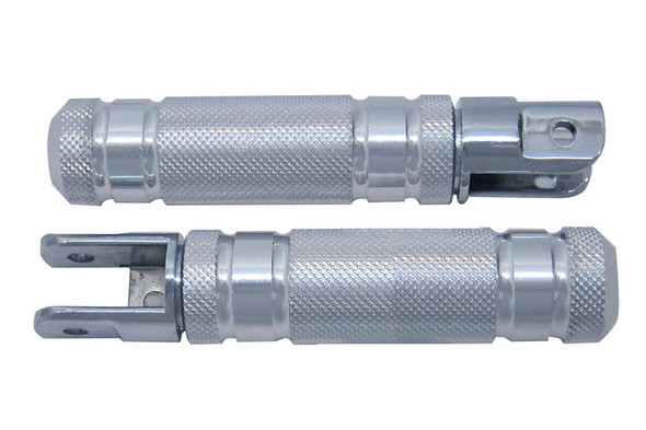 V-Twin - 27-2106 - Silver Knurled Four Grooved Footpeg Set