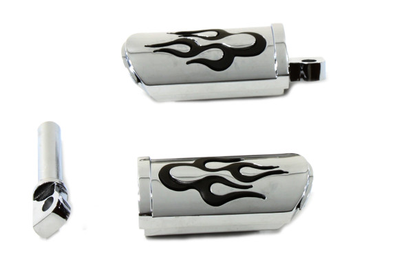 V-Twin - 27-3547 - Flame Style Adjustable Footpeg Set Chrome