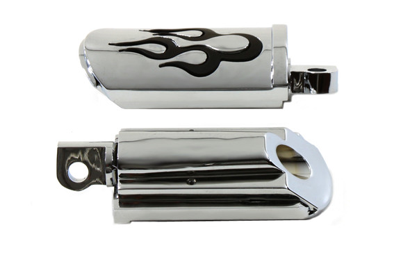 V-Twin - 27-3547 - Flame Style Adjustable Footpeg Set Chrome