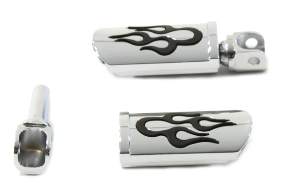 V-Twin - 27-3550 - Flame Style Adjustable Footpeg Set Chrome