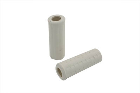 V-Twin - 28-0111 - Replica White Waffle Grip Set with Plug Hole