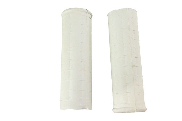V-Twin - 28-0121 - Replica White Waffle Style Grip Set with Plug Hole