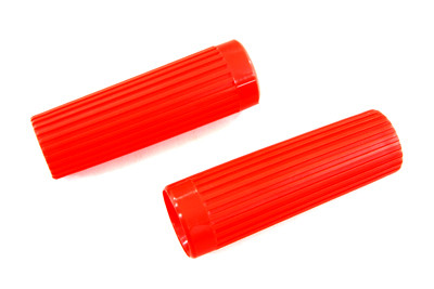 V-Twin - 28-0184 - Red Grip Set Original Rib Style - Fits 1962-1972 Harley-Davidson FL, XL