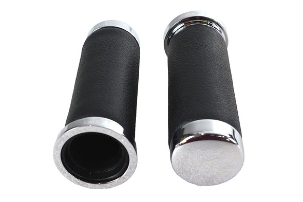 V-Twin - 28-0445 - Pebble Style Grip Set with Chrome End Caps
