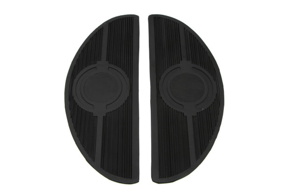 V-Twin - 28-0459 - Half Moon Footboard Mat with Bullseye Design - Fits 1940-1965 Harley-Davidson FL