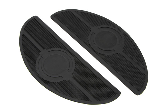 V-Twin - 28-0459 - Half Moon Footboard Mat with Bullseye Design - Fits 1940-1965 Harley-Davidson FL